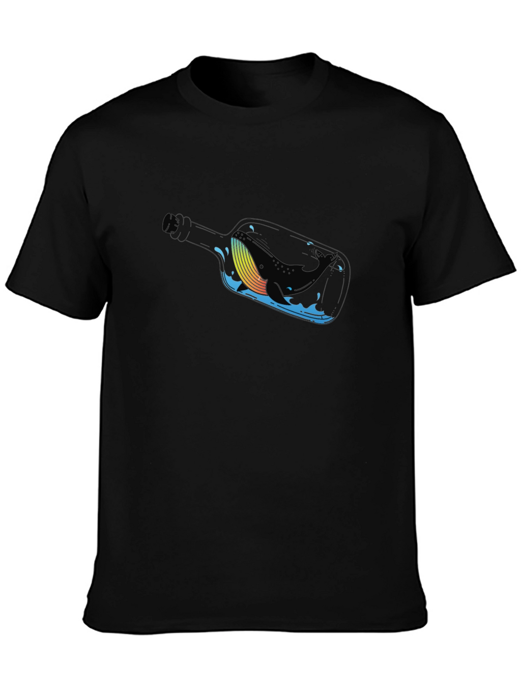 Whale in a Bottle Black T-Shirt