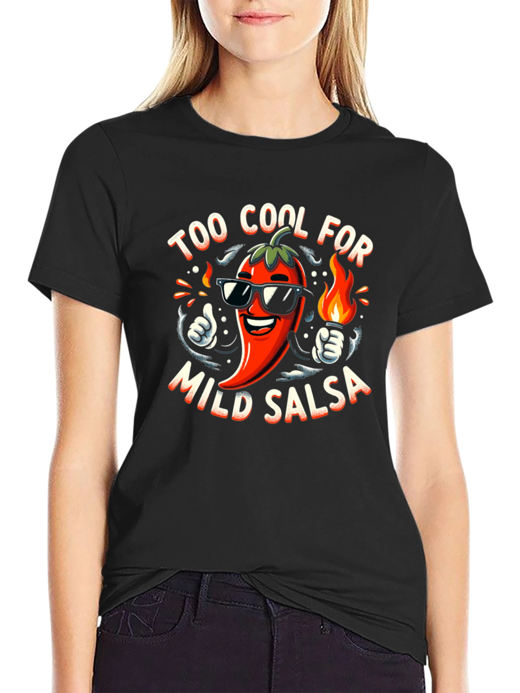 Too Cool For Mild Salsa Black Graphic Tee