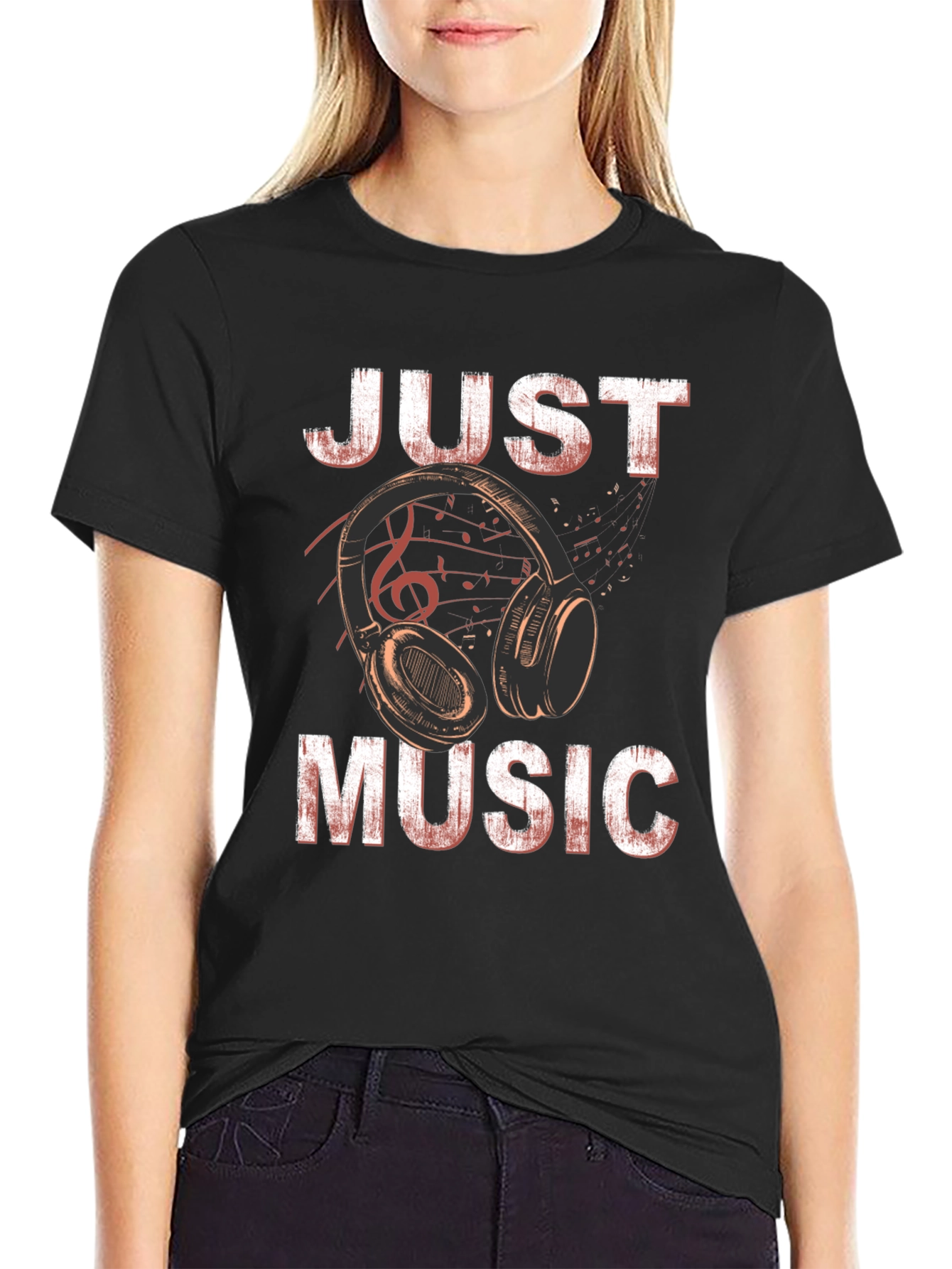 Just Music Black Graphic T-Shirt
