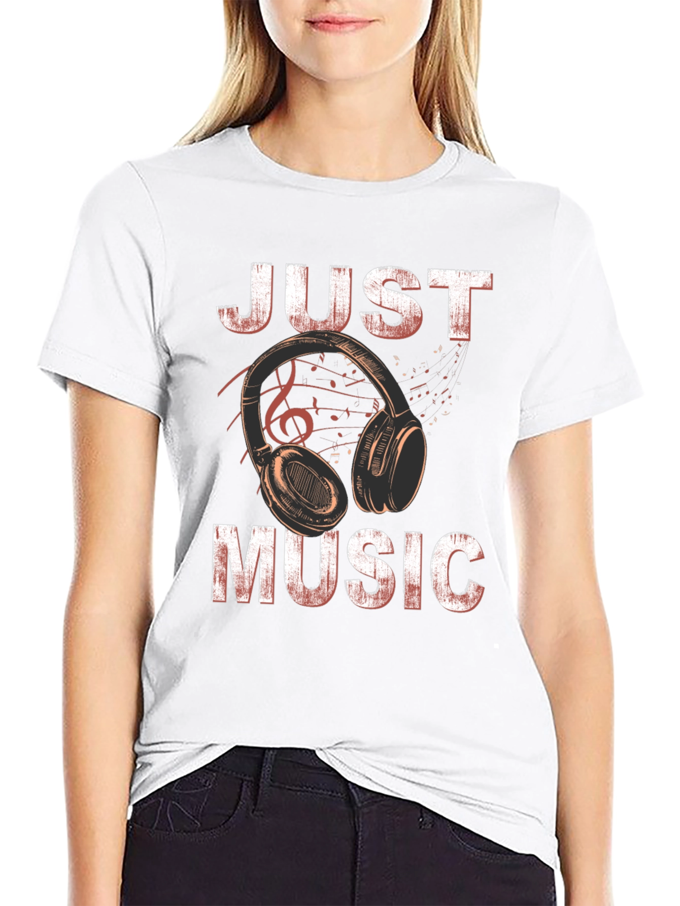 Just Music Black Graphic T-Shirt