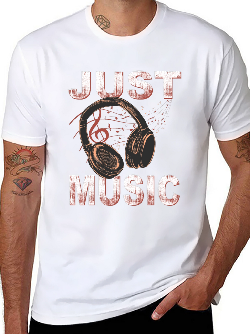 Just Music Black Graphic T-Shirt