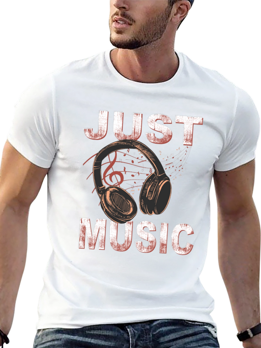 Just Music Black Graphic T-Shirt