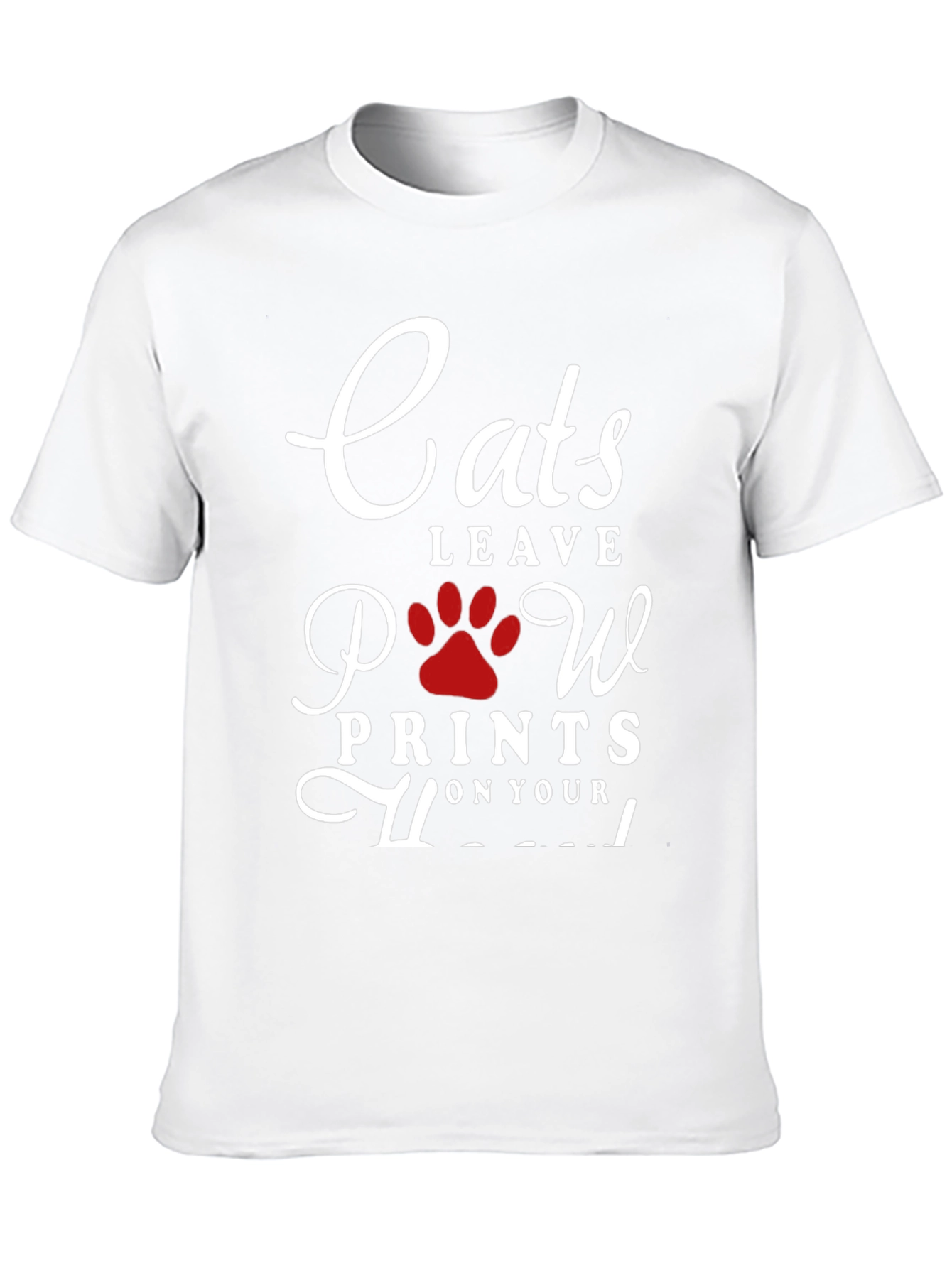 Cats Leave Paw Prints T-Shirt - Black Crew Neck Tee