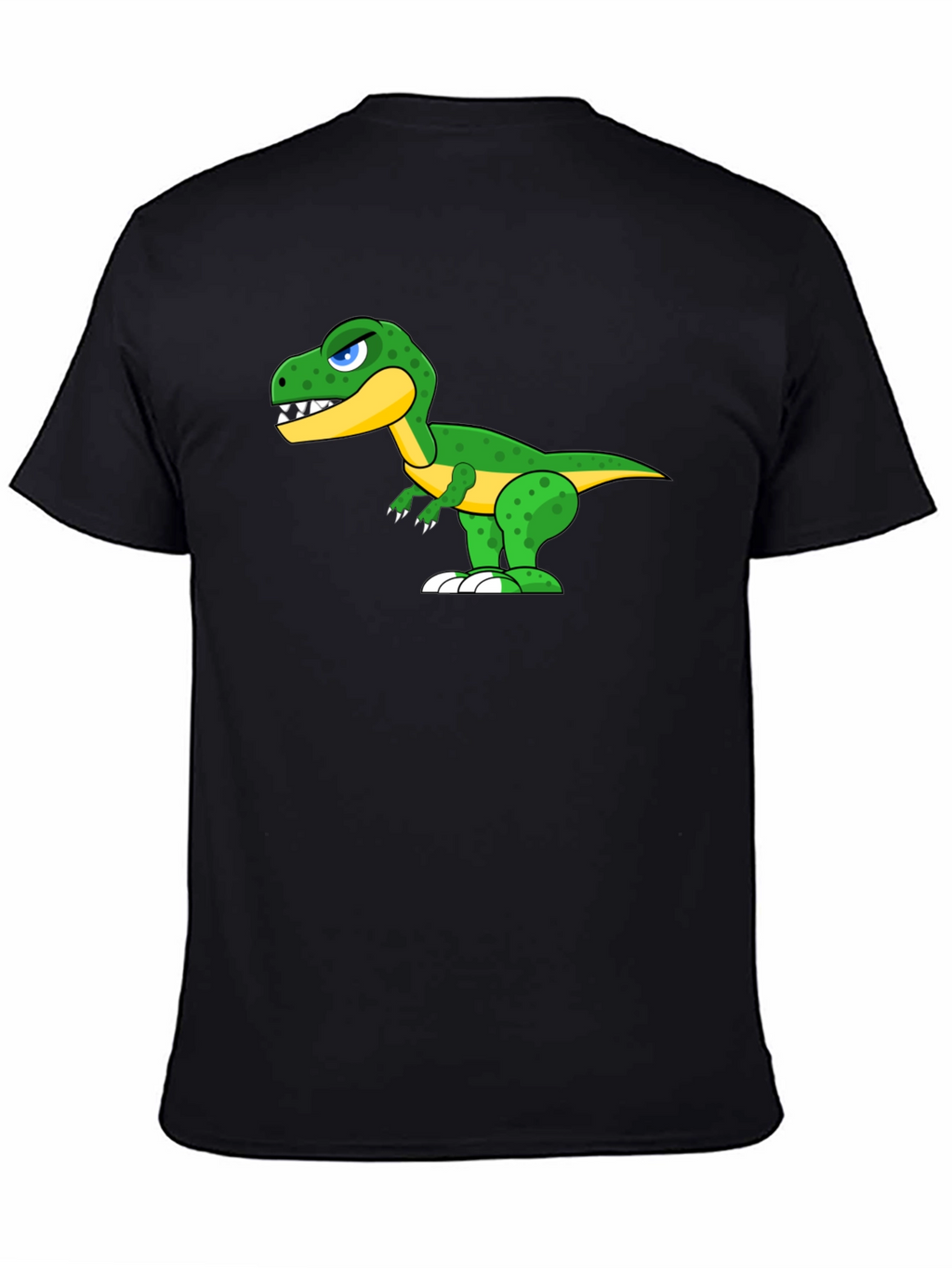 Cartoon Dinosaur Graphic Tee - Black