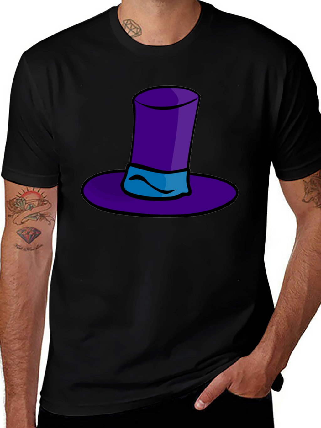 Whimsical Purple Hat Graphic Tee - Quirky Style