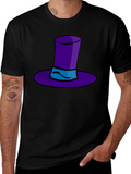 Whimsical Purple Hat Graphic Tee - Quirky Style