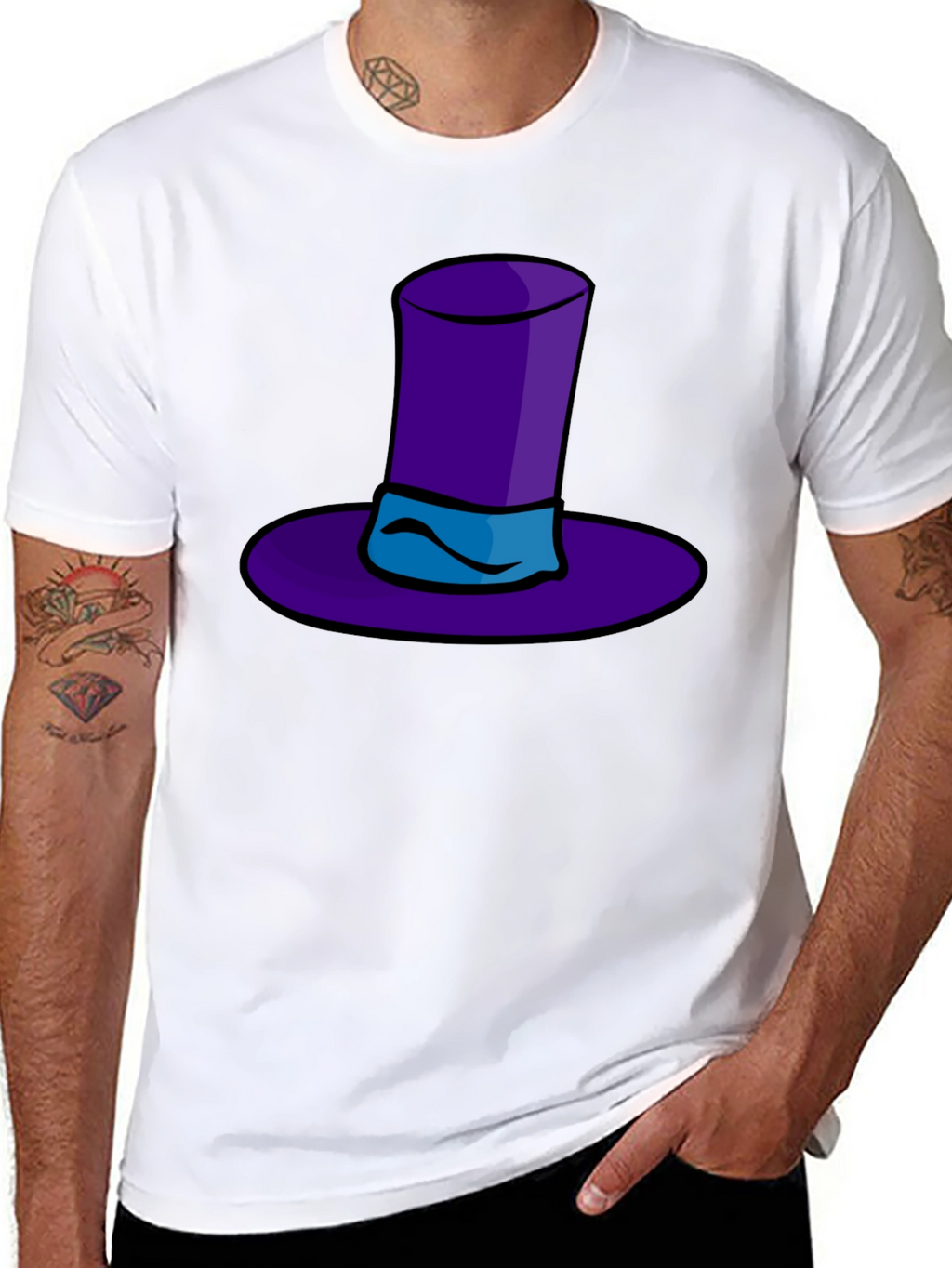 Whimsical Purple Hat Graphic Tee - Quirky Style