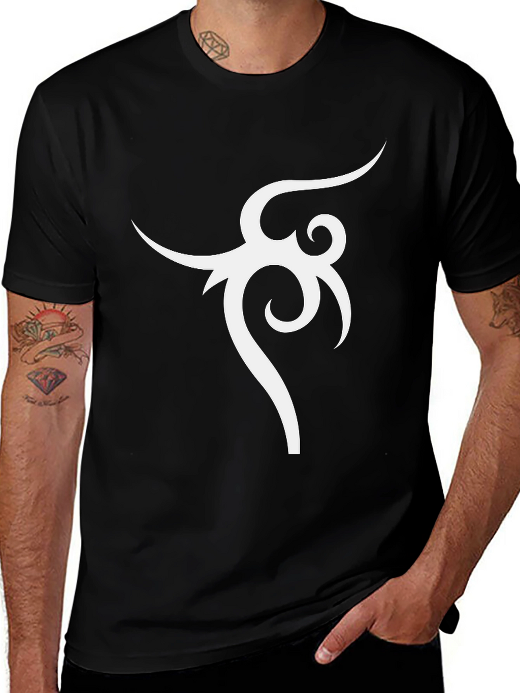 Tribal Design Black T-Shirt
