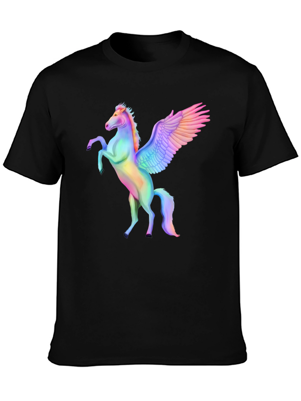 Rainbow Pegasus Graphic Tee - Mens Black T-Shirt