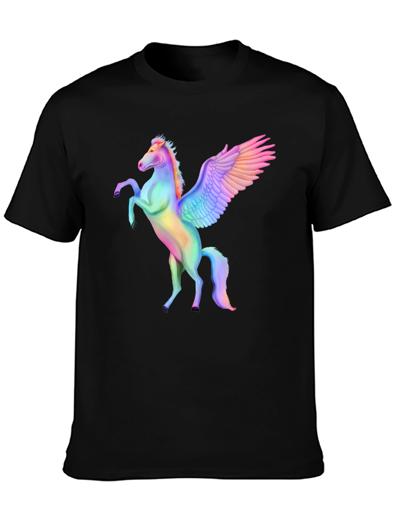 Rainbow Pegasus Graphic Tee - Mens Black T-Shirt