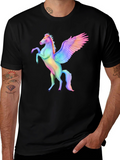 Rainbow Pegasus Graphic Tee - Mens Black T-Shirt