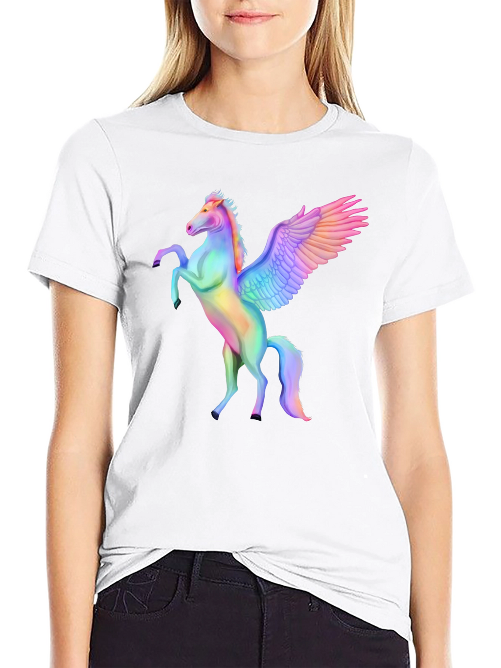 Rainbow Pegasus Graphic Tee - Mens Black T-Shirt