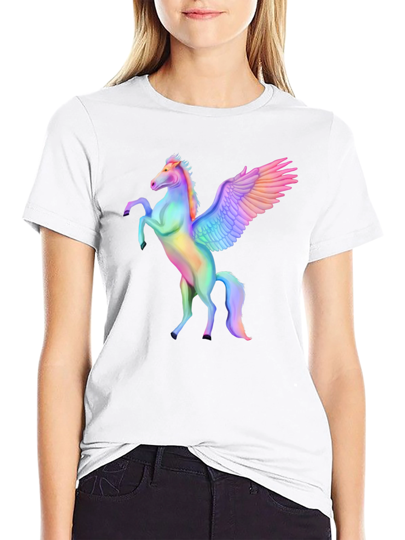 Rainbow Pegasus Graphic Tee - Mens Black T-Shirt