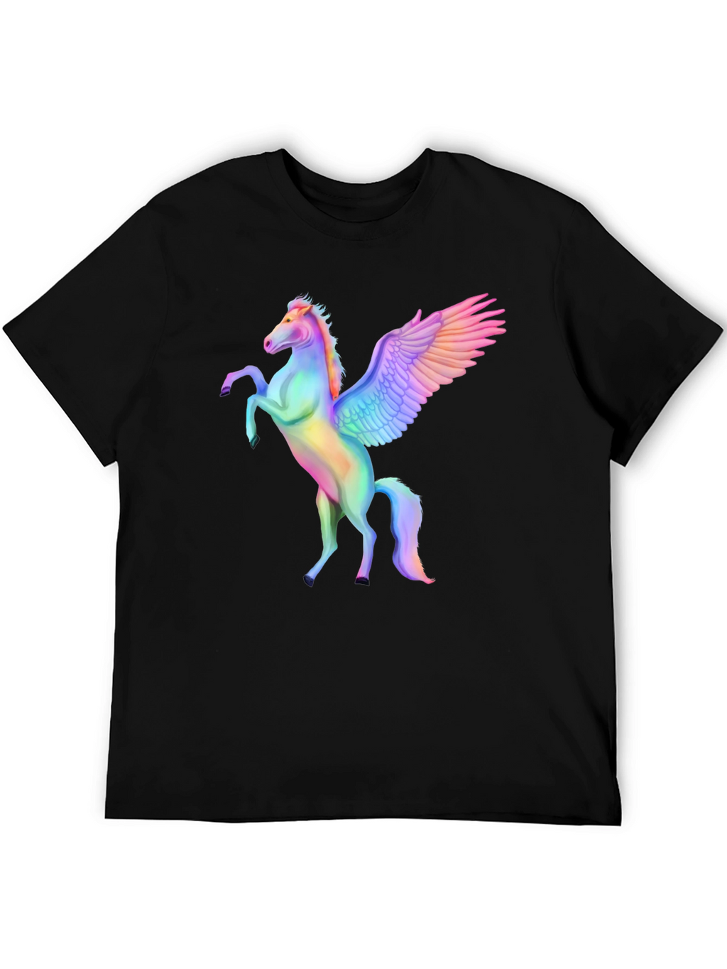 Rainbow Pegasus Graphic Tee - Mens Black T-Shirt