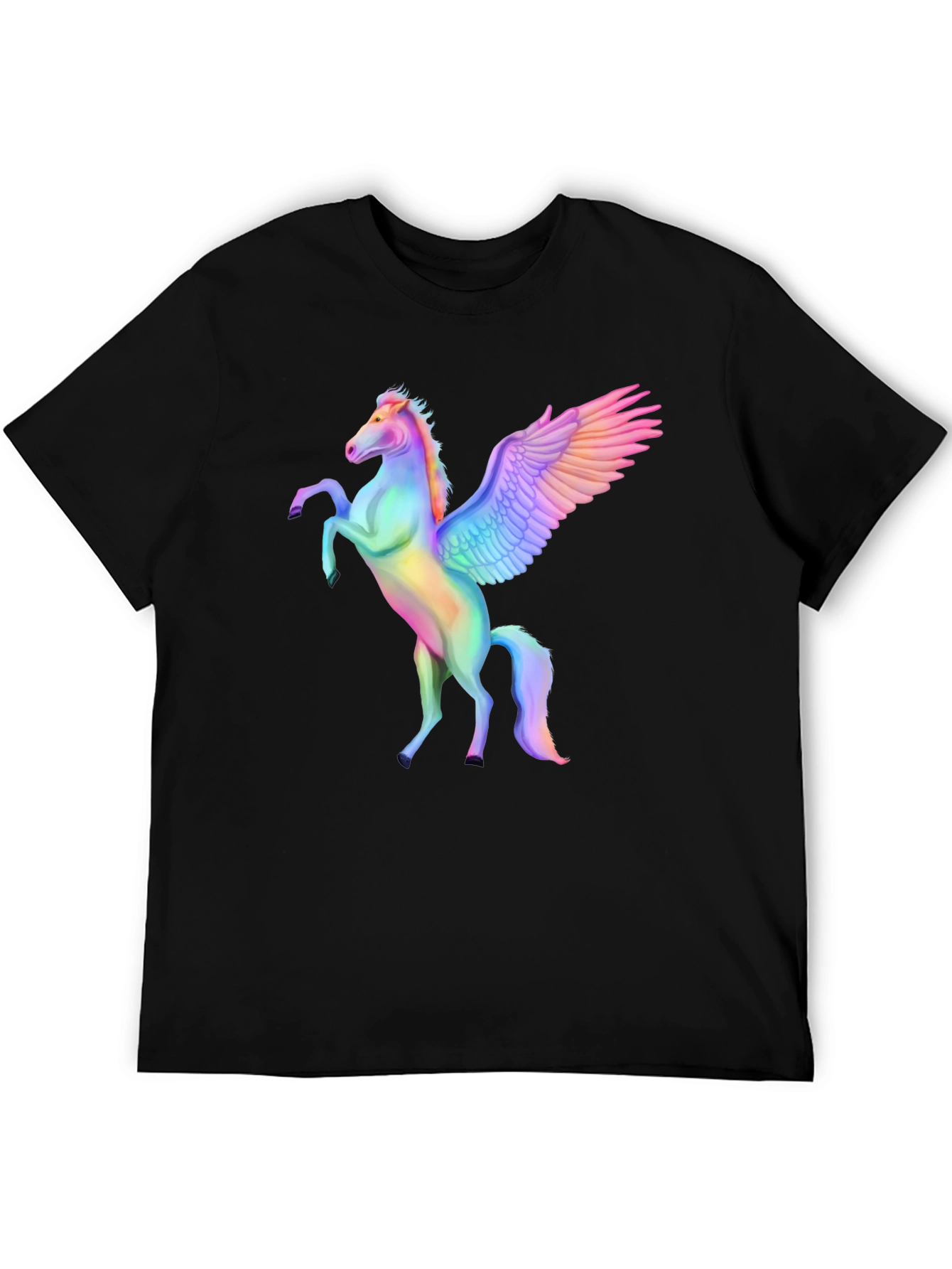 Rainbow Pegasus Graphic Tee - Mens Black T-Shirt