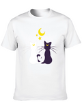Cats Under Moon Graphic T-Shirt