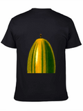Unique Pear Graphic Tee - Black Cotton Blend Shirt