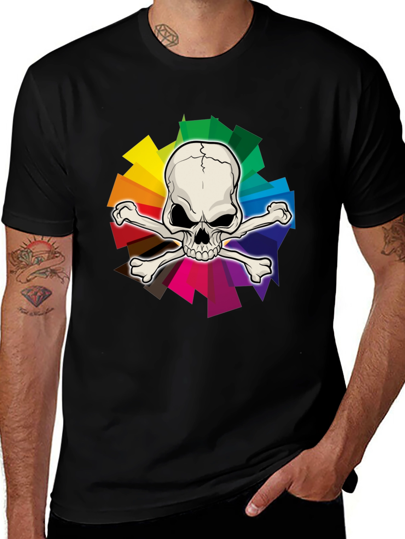 Skull & Crossbones Rainbow Graphic T-Shirt