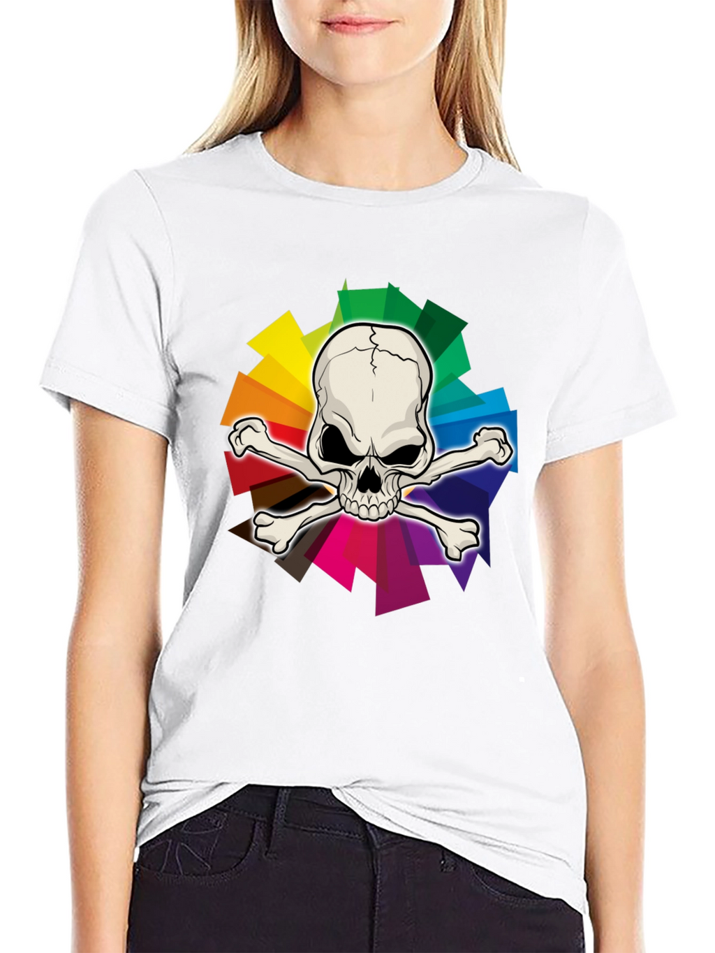 Skull & Crossbones Rainbow Graphic T-Shirt