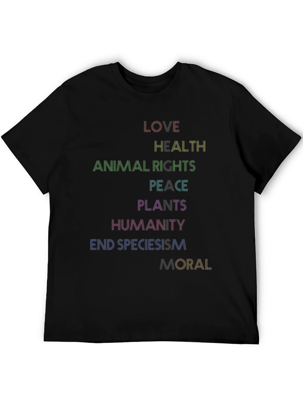 Love Health Equality Tee - Rainbow Text Graphic T-Shirt