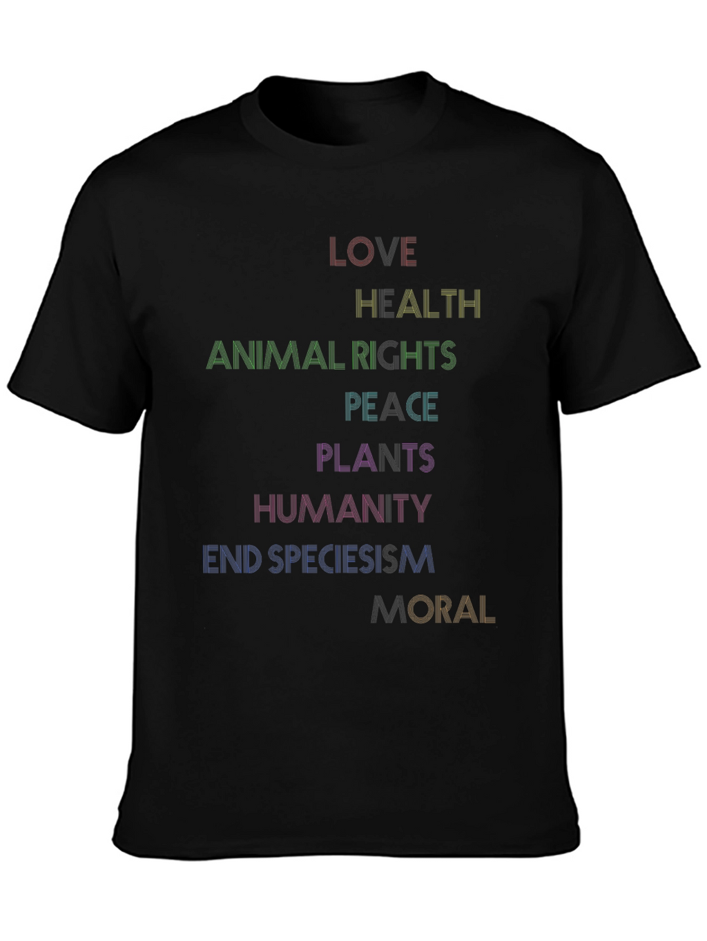 Love Health Equality Tee - Rainbow Text Graphic T-Shirt