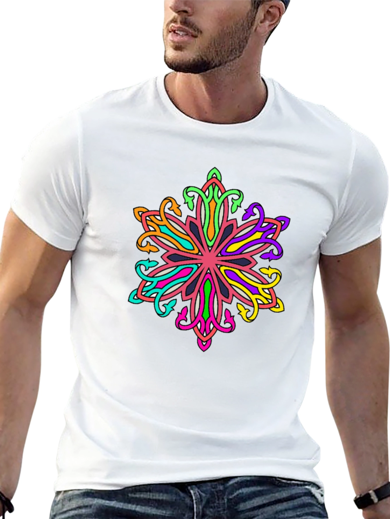 Vibrant Mandala Graphic Tee - Mens Black T-Shirt