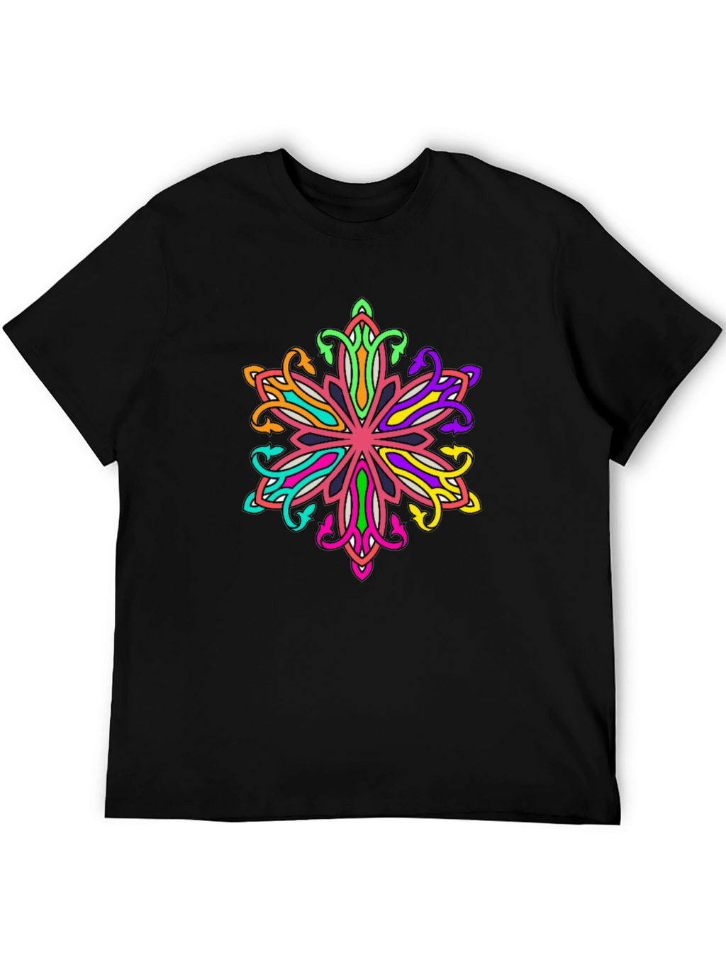 Vibrant Mandala Graphic Tee - Mens Black T-Shirt
