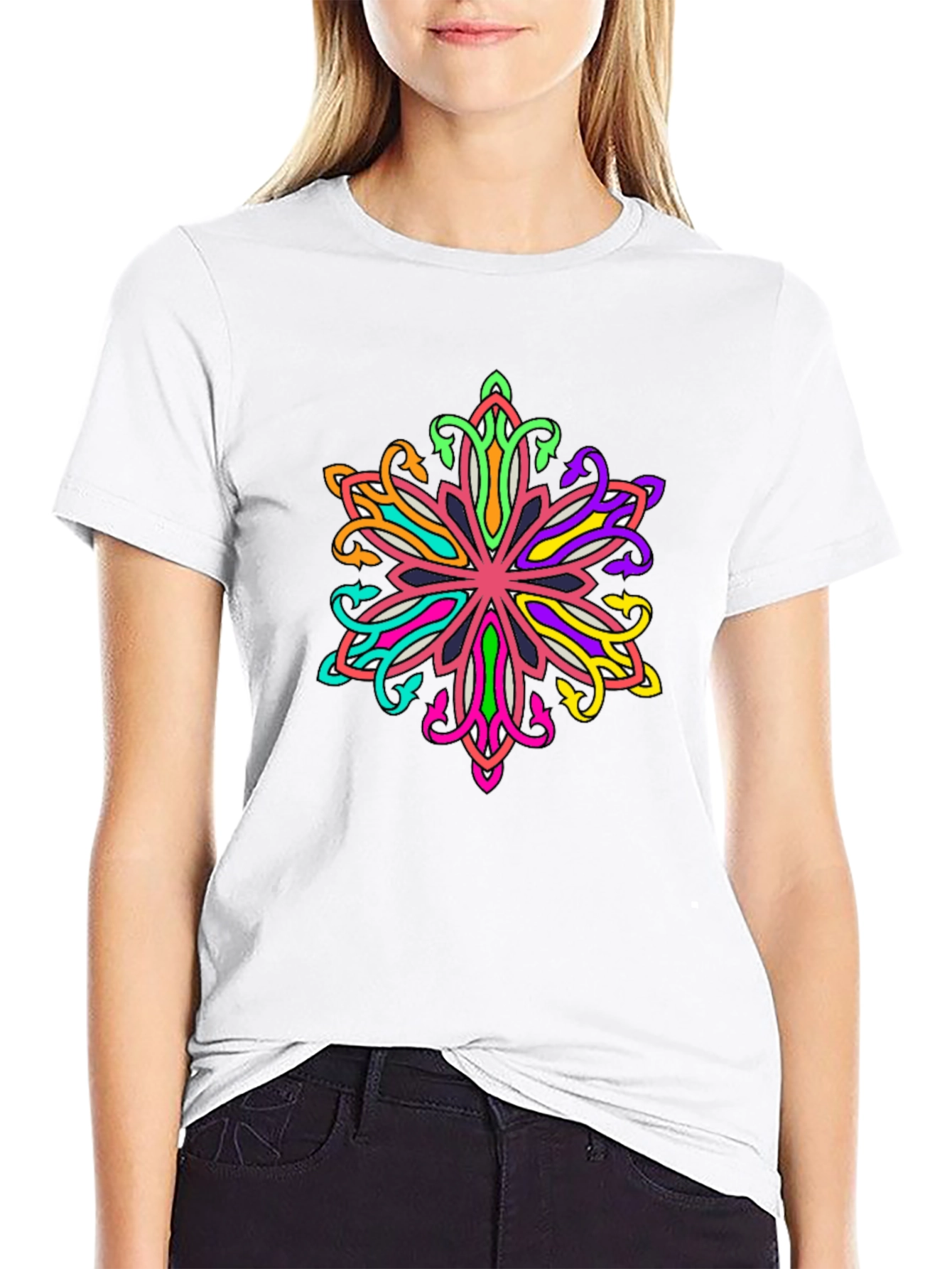 Vibrant Mandala Graphic Tee - Mens Black T-Shirt