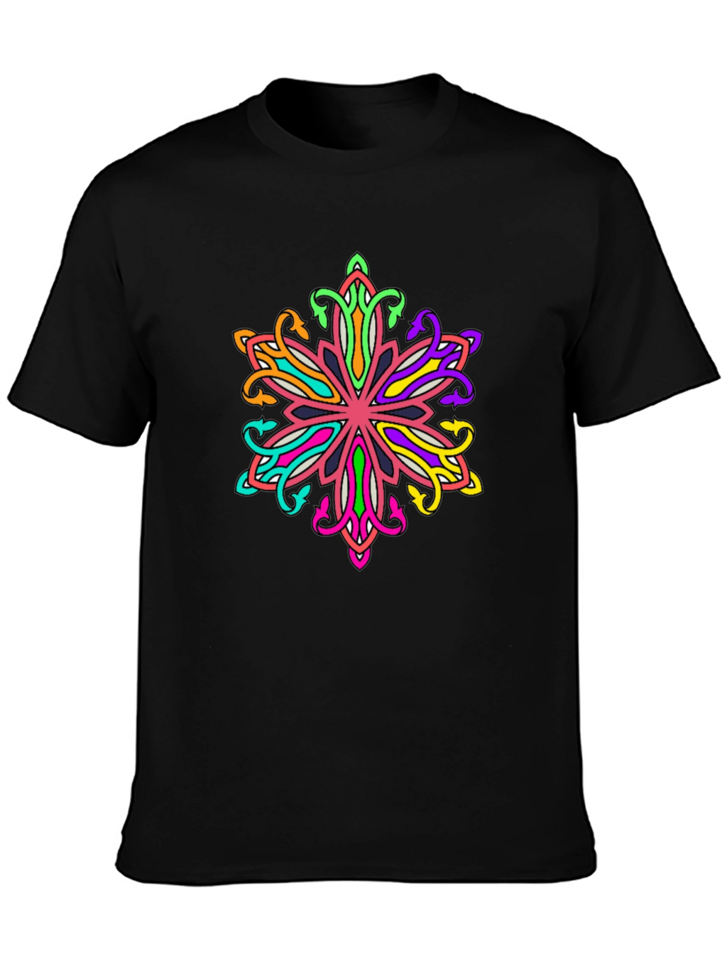 Vibrant Mandala Graphic Tee - Mens Black T-Shirt