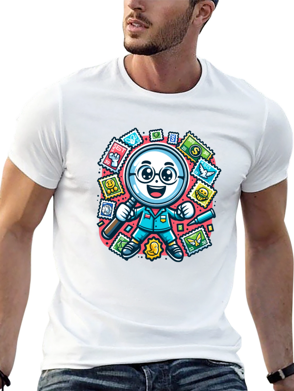 Stamp Collector T-Shirt: Magnifying Fun!