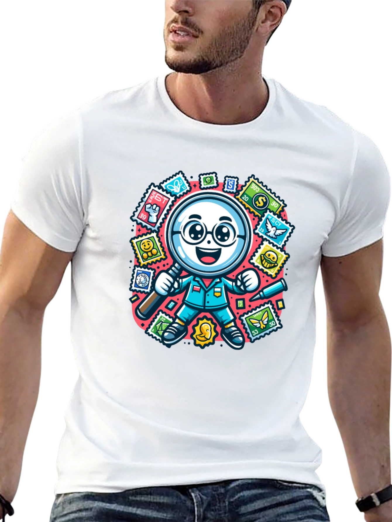 Stamp Collector T-Shirt: Magnifying Fun!