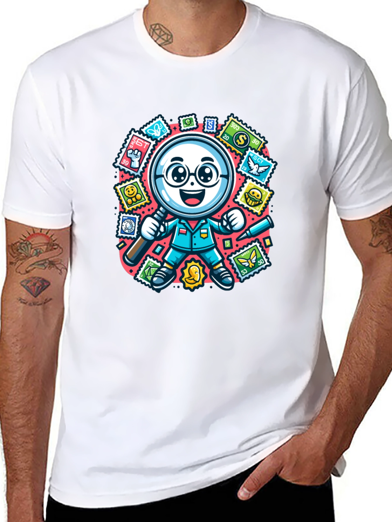 Stamp Collector T-Shirt: Magnifying Fun!