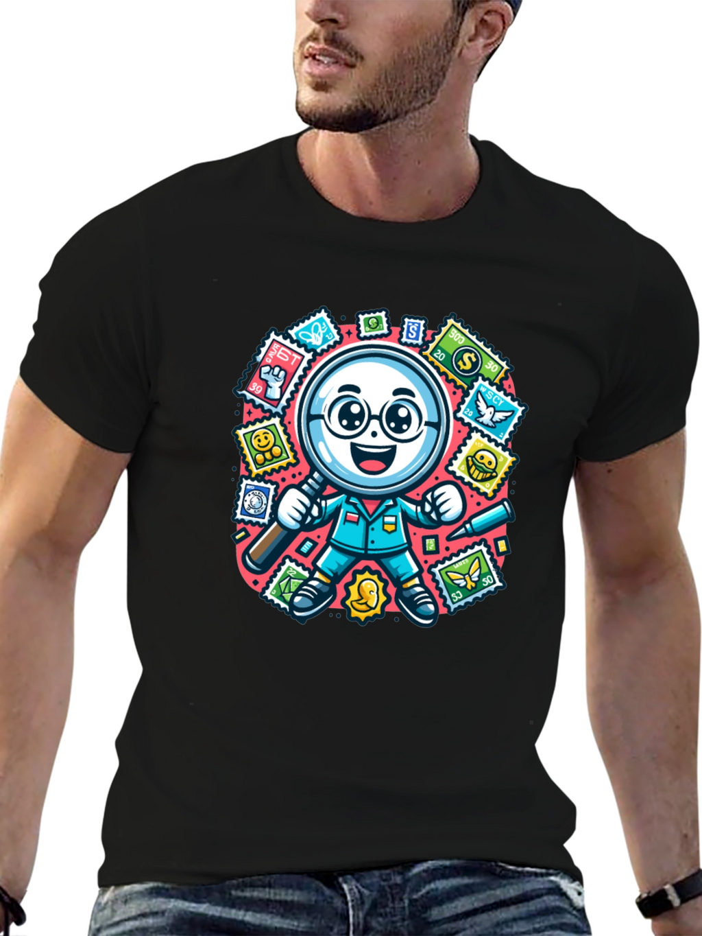 Stamp Collector T-Shirt: Magnifying Fun!