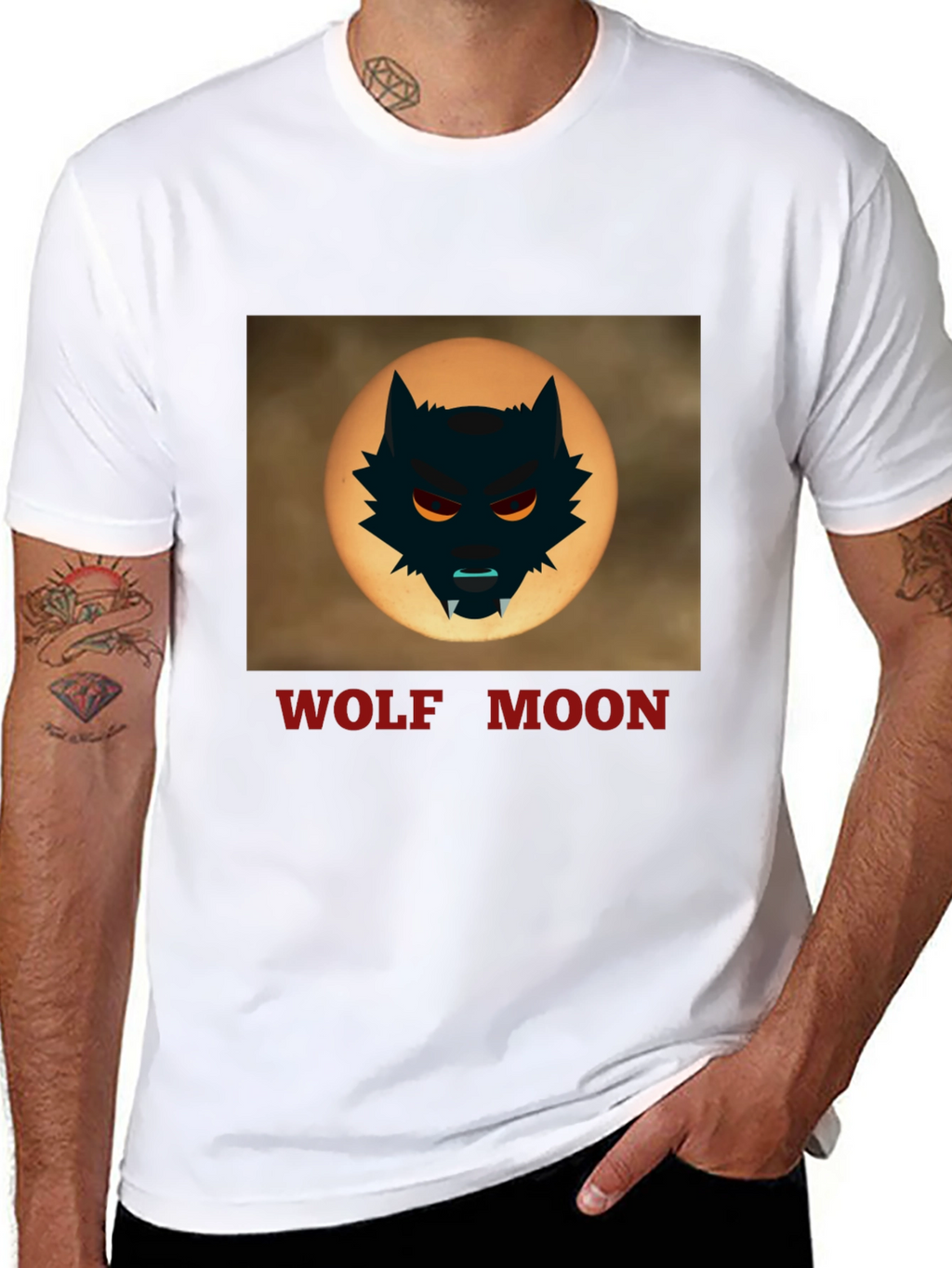 Wolf Moon Graphic Tee - Black Cotton T-Shirt
