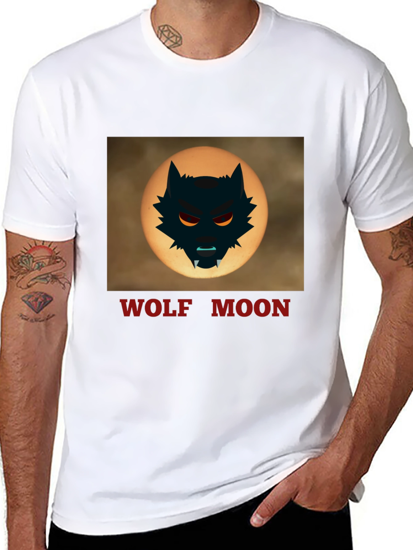 Wolf Moon Graphic Tee - Black Cotton T-Shirt