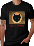 Wolf Moon Graphic Tee - Black Cotton T-Shirt