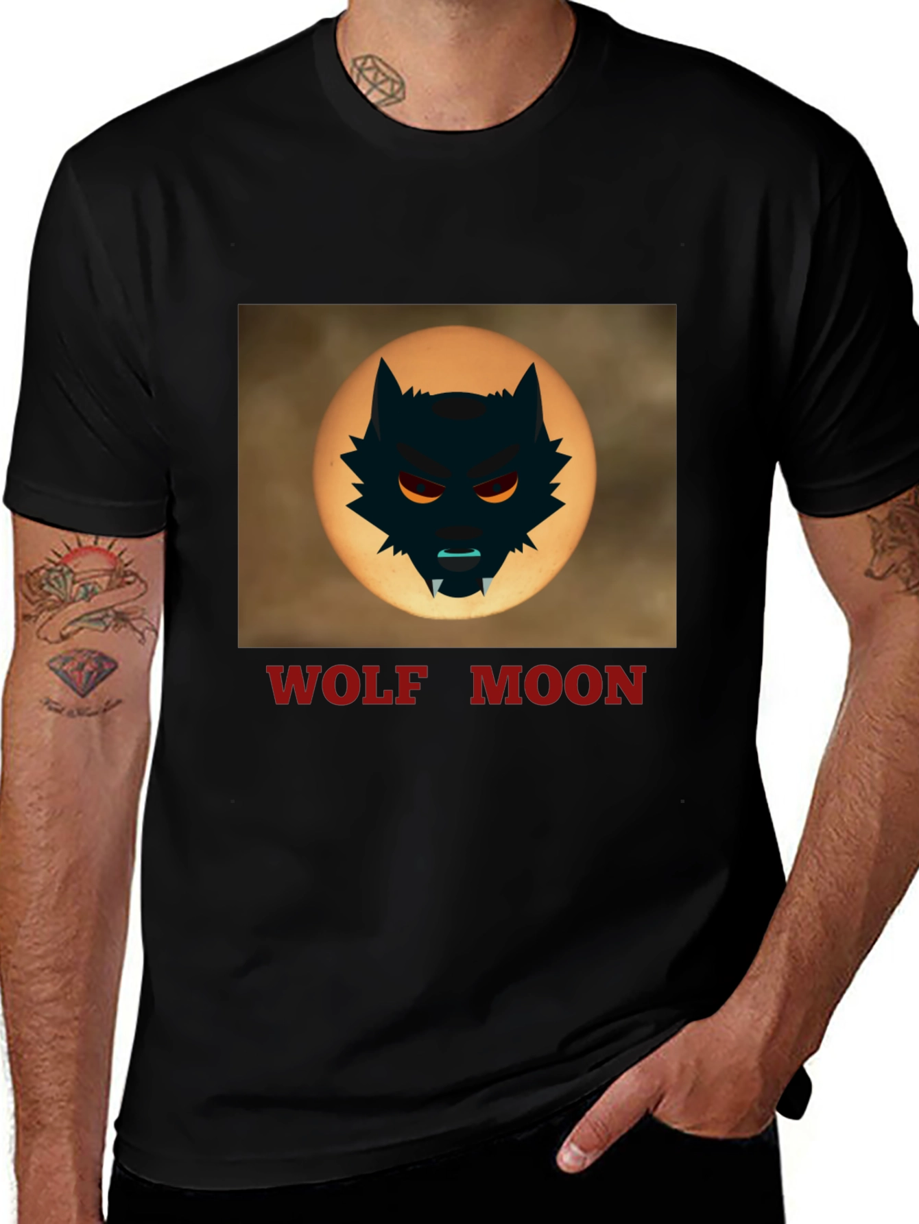 Wolf Moon Graphic Tee - Black Cotton T-Shirt