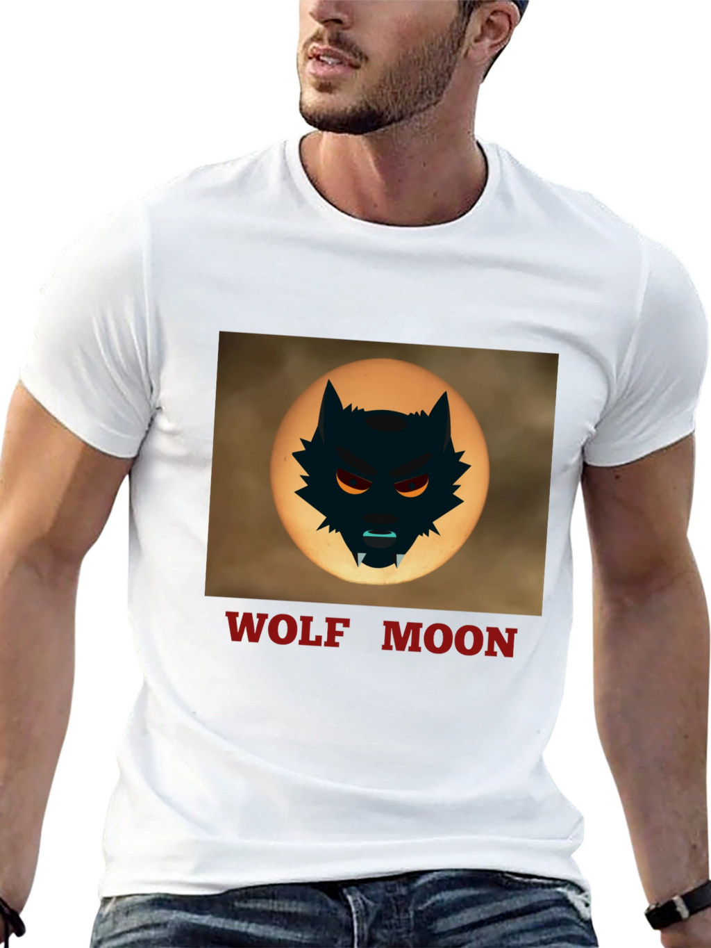 Wolf Moon Graphic Tee - Black Cotton T-Shirt