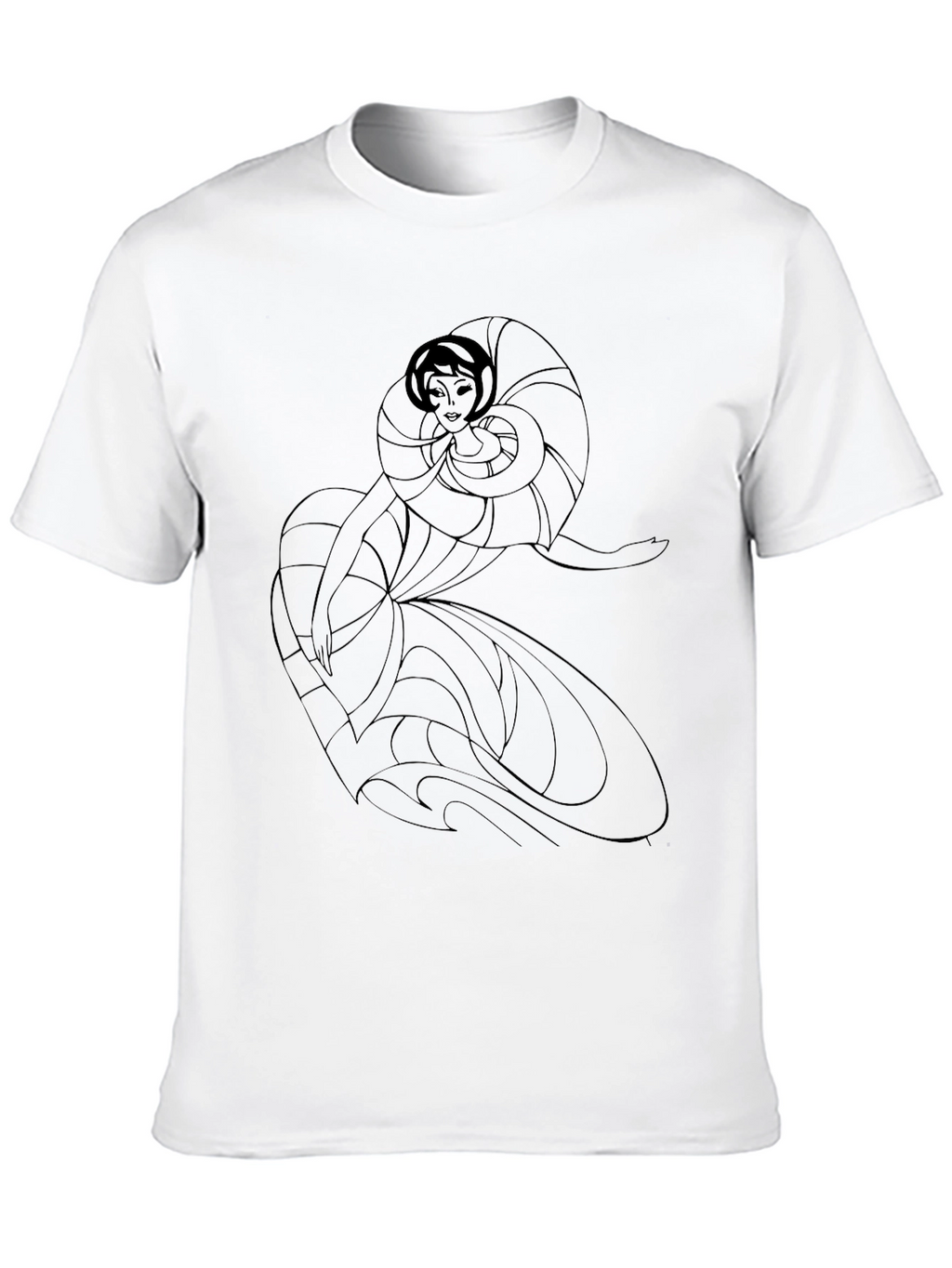 Elegant Woman Art Deco Black T-Shirt