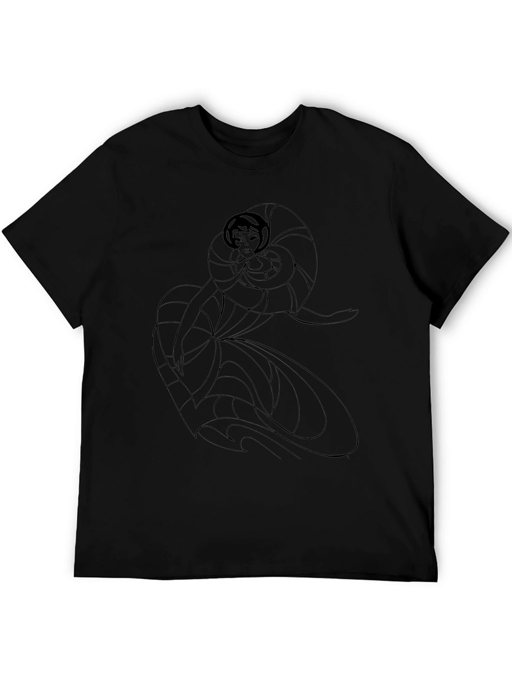Elegant Woman Art Deco Black T-Shirt