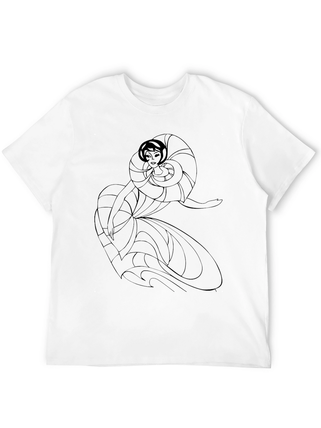 Elegant Woman Art Deco Black T-Shirt