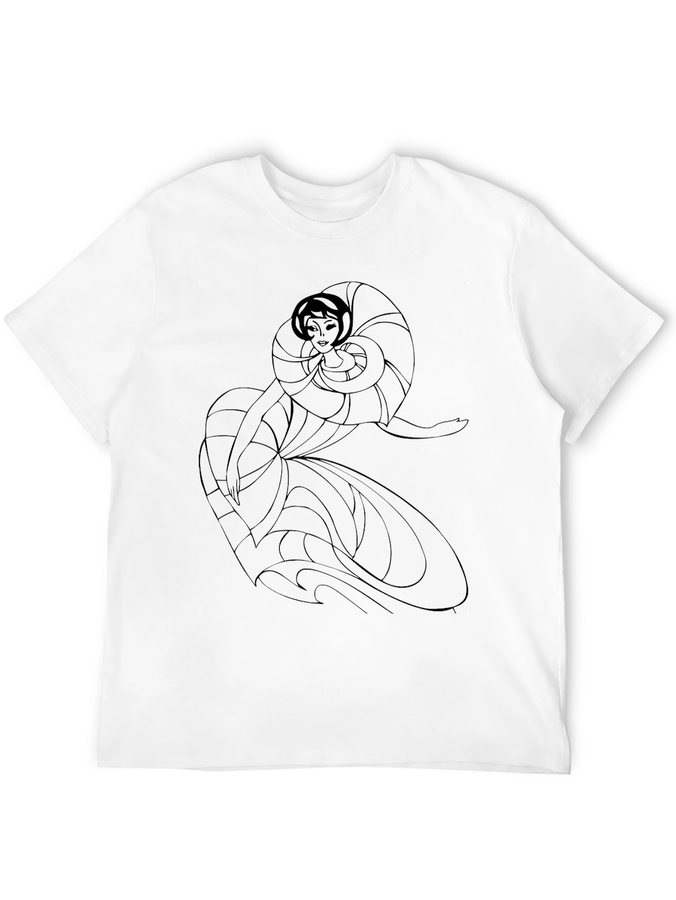 Elegant Woman Art Deco Black T-Shirt