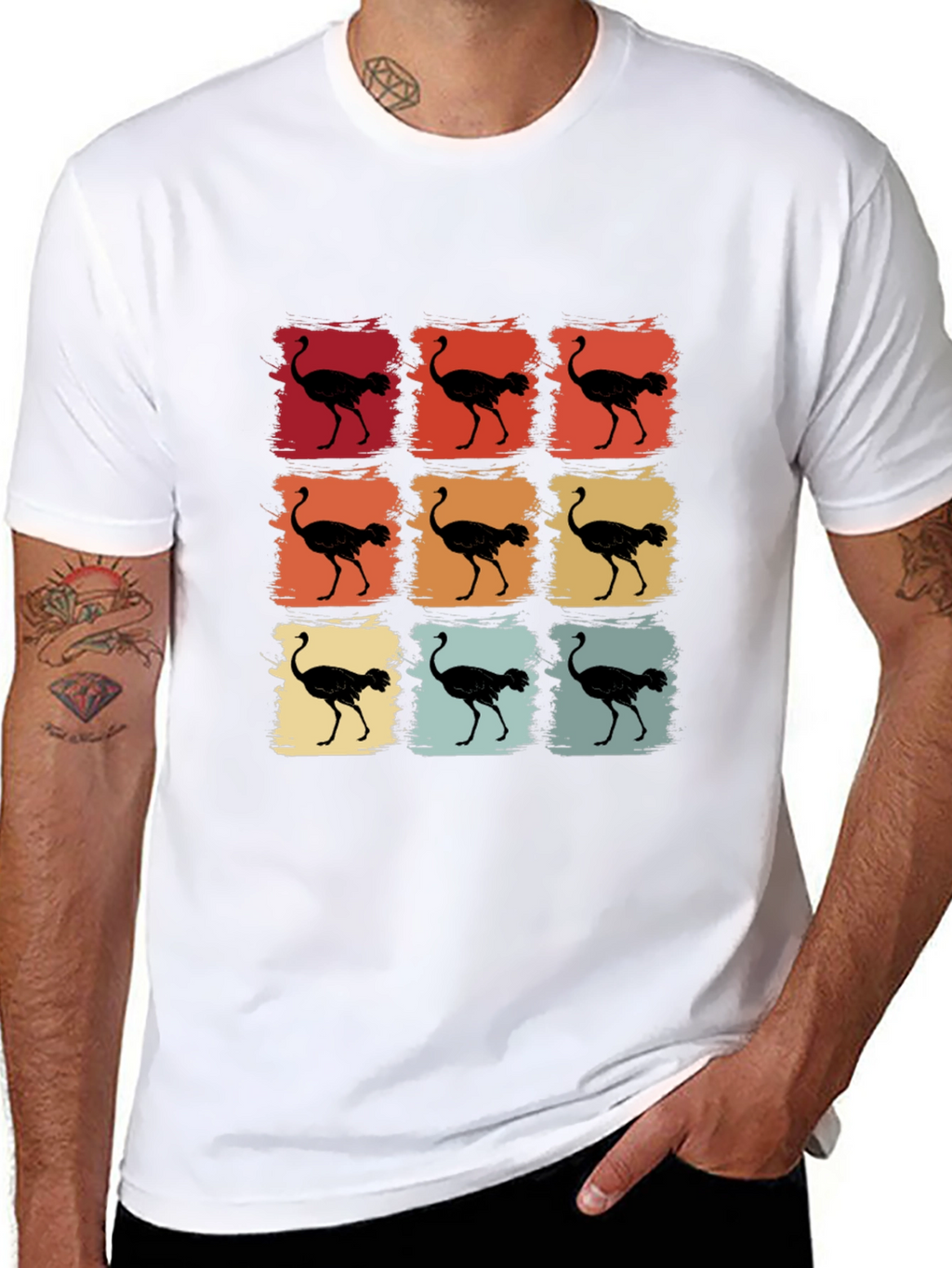 Retro Ostrich T-Shirt - Unique Graphic Tee