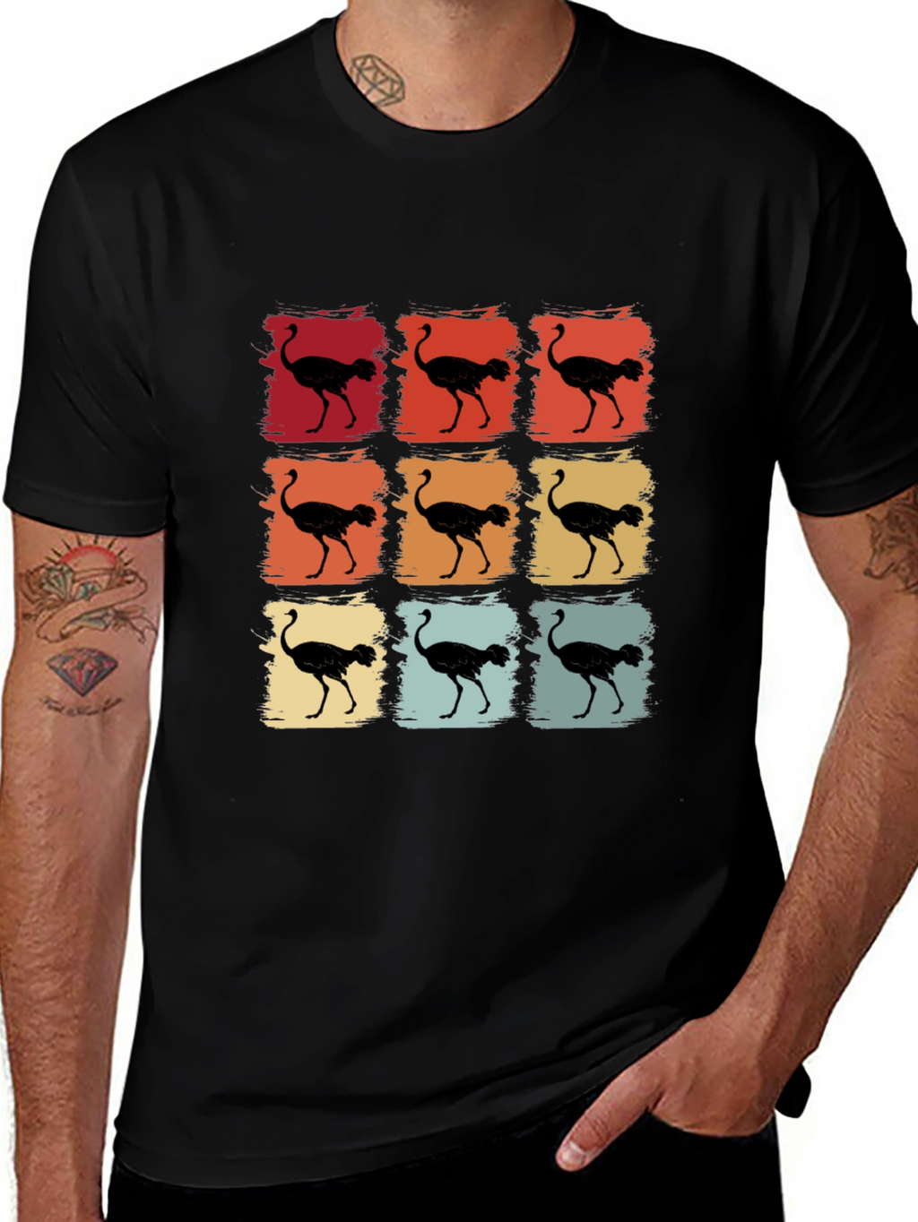 Retro Ostrich T-Shirt - Unique Graphic Tee