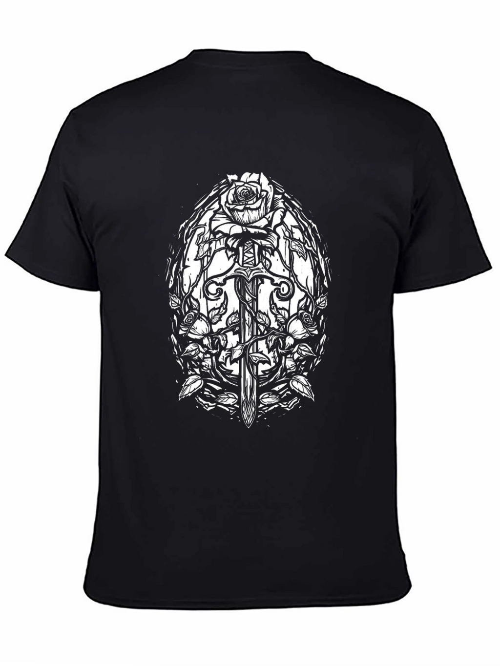 Black Rose Sword Graphic Tee - Gothic Style