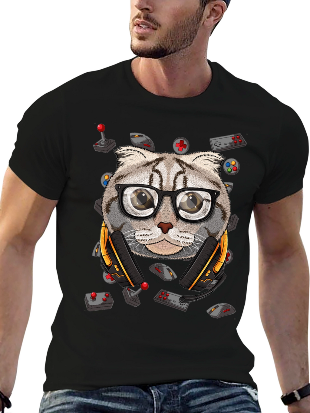 Gamer Cat T-Shirt - Cool Graphic Tee
