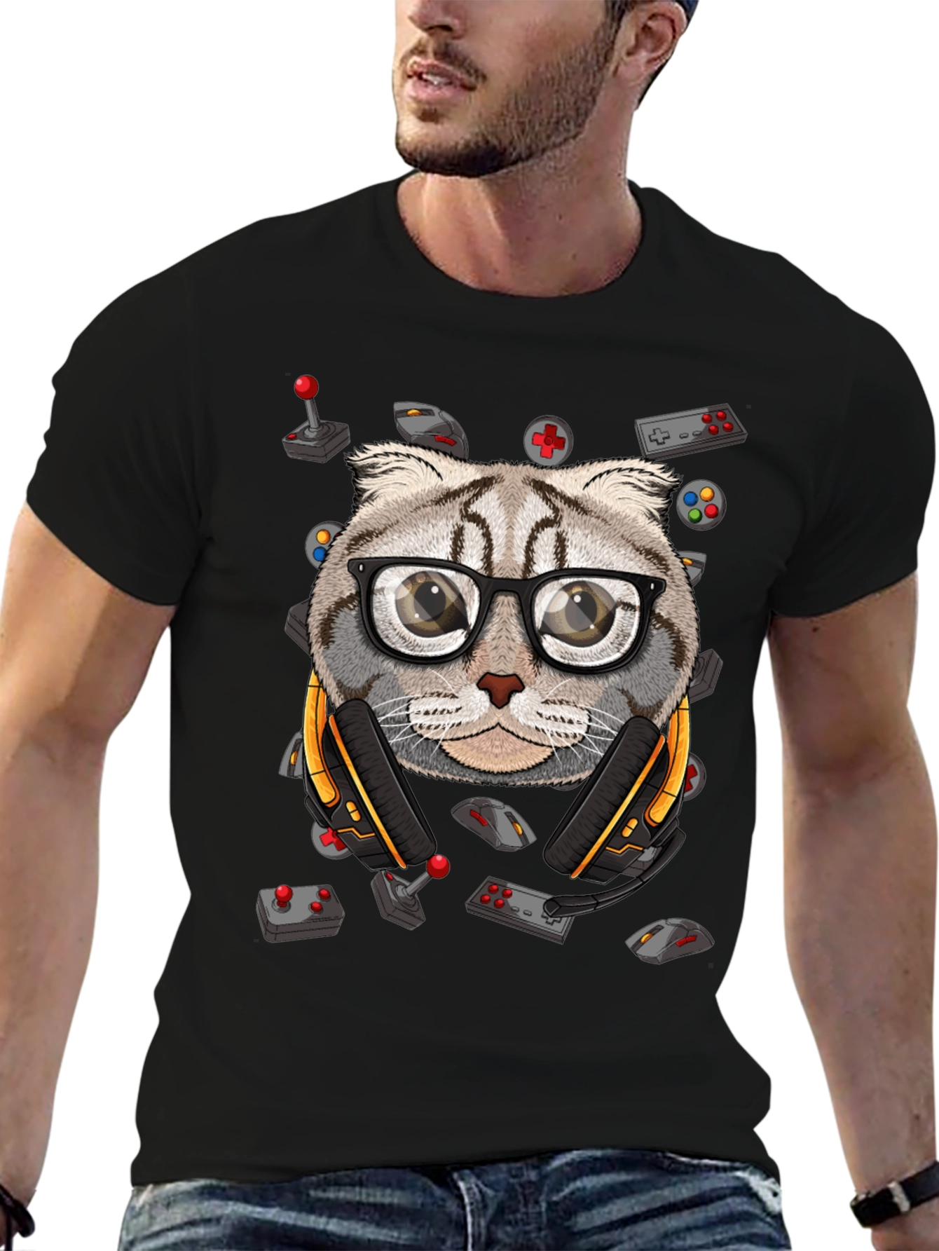 Gamer Cat T-Shirt - Cool Graphic Tee