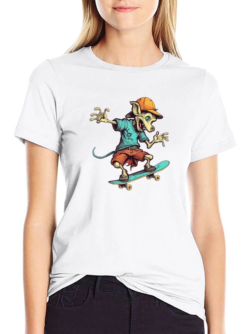 Skateboarding Rat Graphic T-Shirt