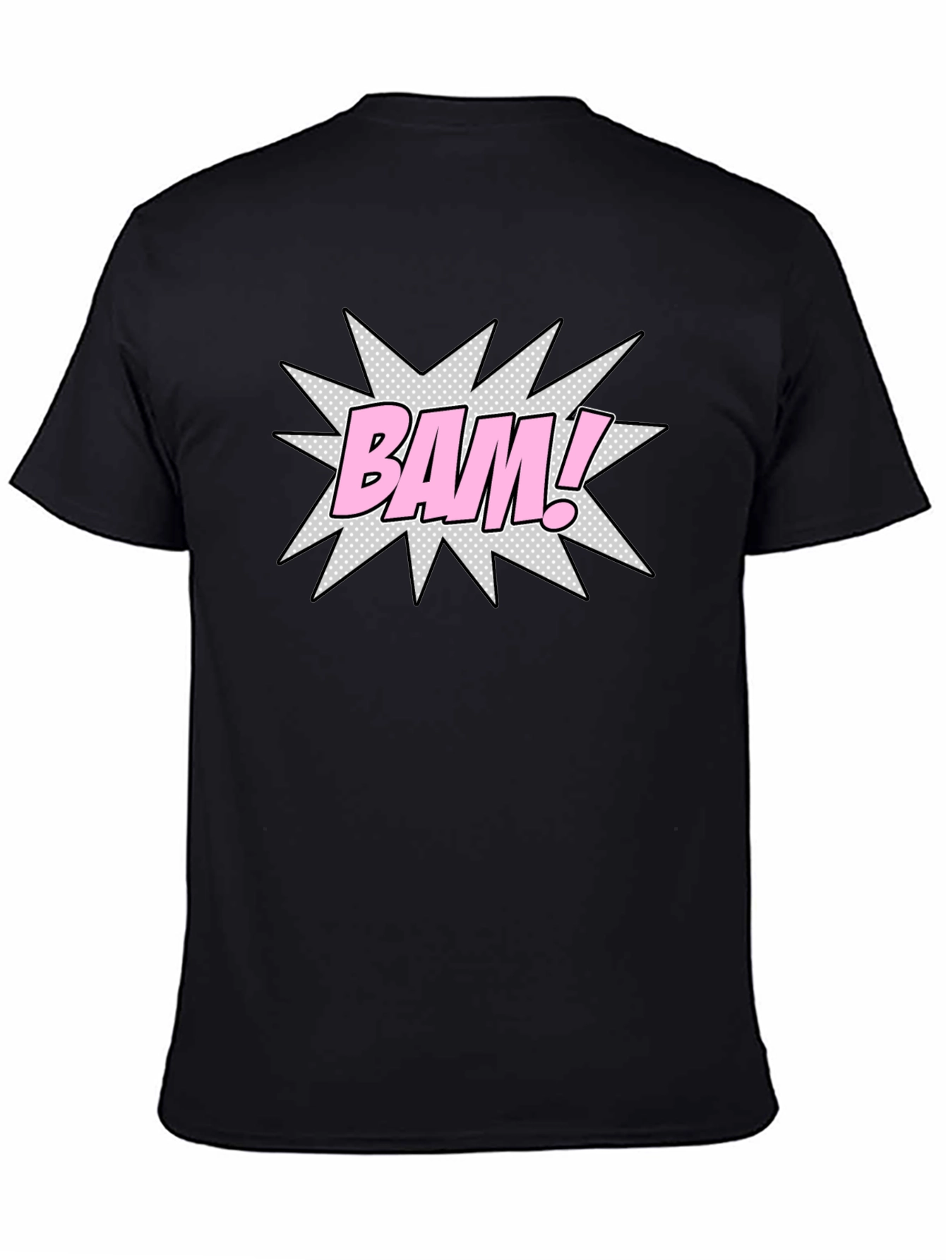 BAM! Comic Style Graphic Tee - Black Cotton Blend T-Shirt