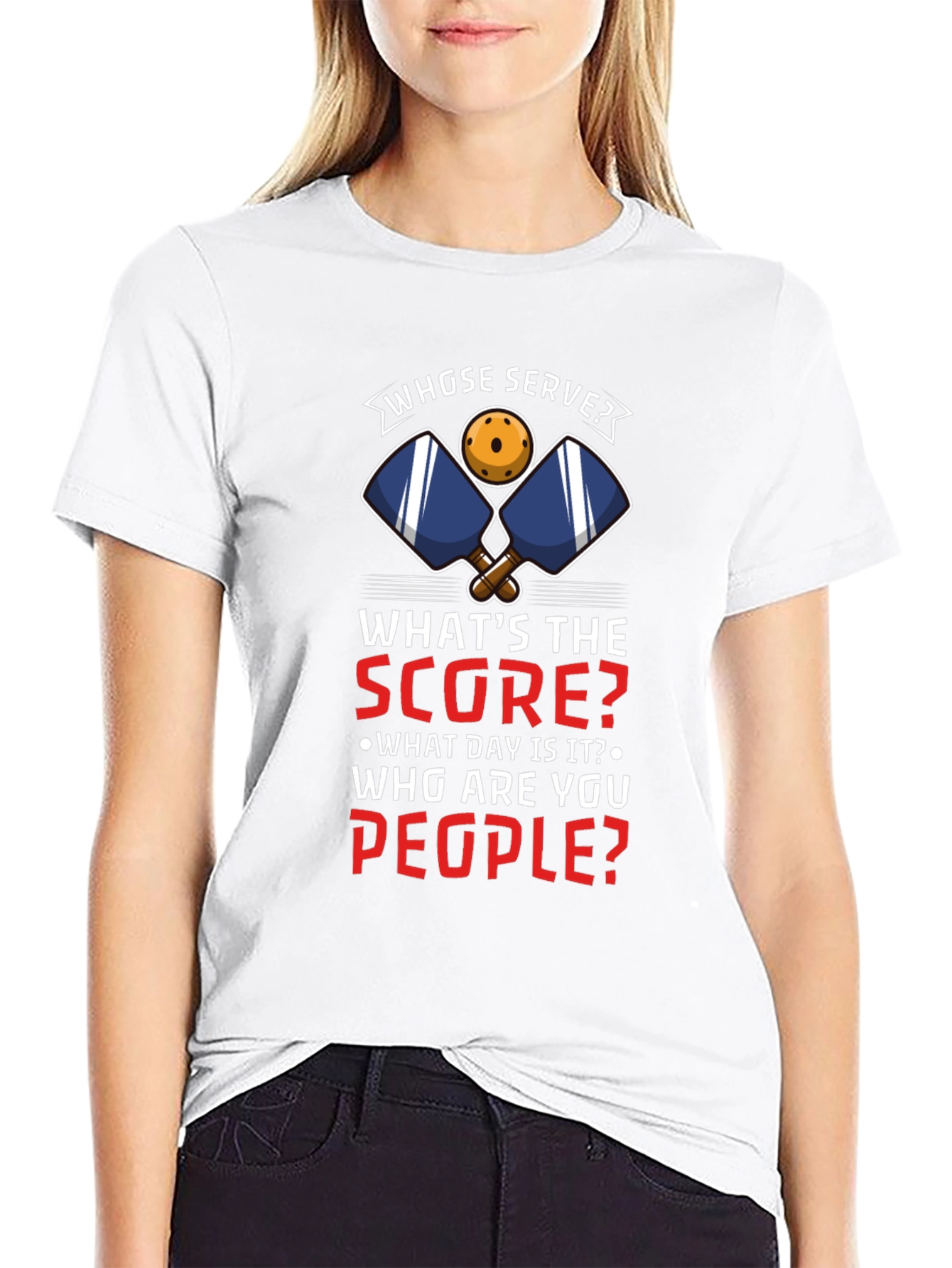 Pickleball T-Shirt: Whose Serve? Funny Player Tee